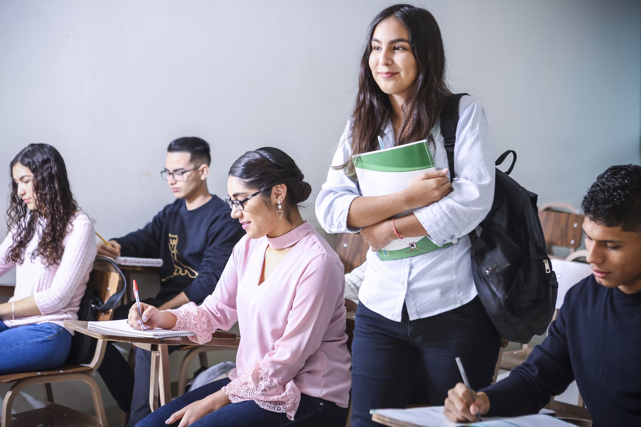 Modern classroom with students